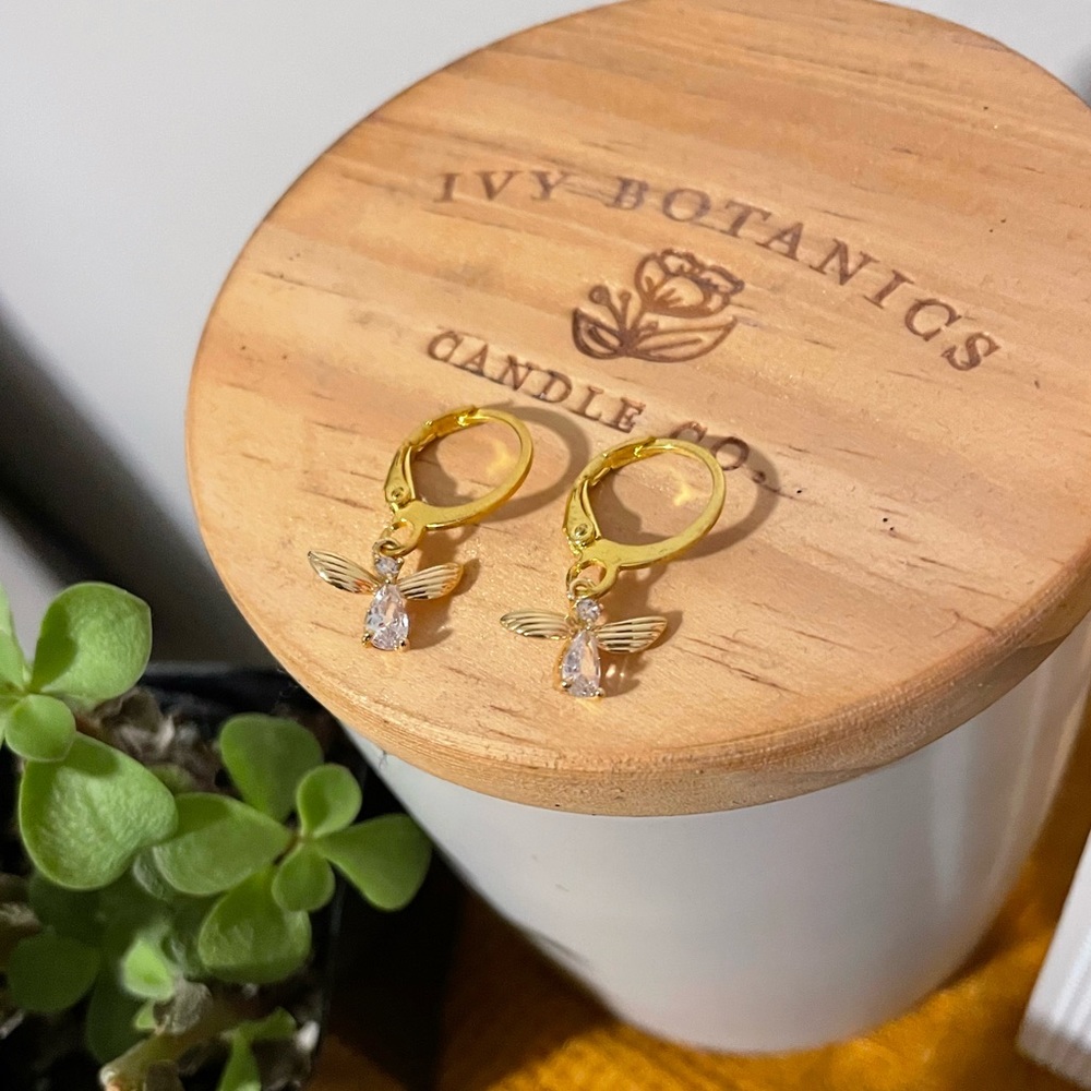 18K Gold Plated Bee Earrings